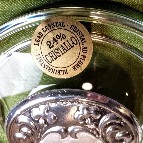 Italian Frosted Crystal Silver Medallion Round Box - Picture 6 of 6